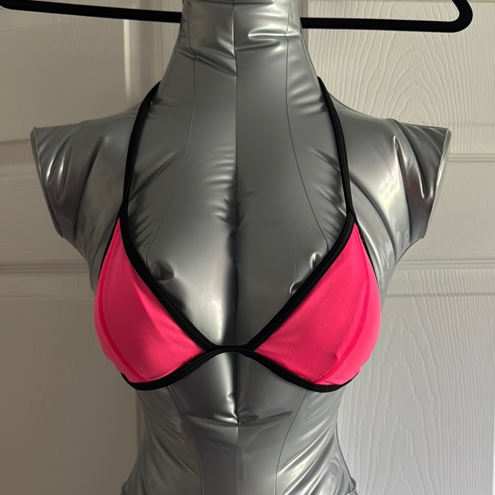 PINK Victoria's Secret Neon Pink and Black Bikini Top